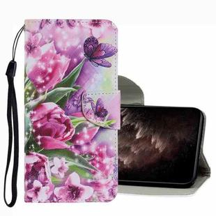 For Samsung Galaxy S22 Ultra 5G Coloured Drawing Pattern Leather Phone Case(Rose Butterfly)