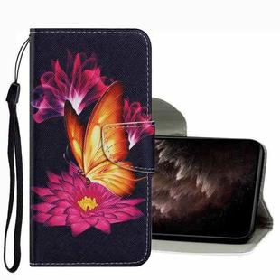 For Samsung Galaxy S22 Ultra 5G Coloured Drawing Pattern Leather Phone Case(Big Gold Butterfly)