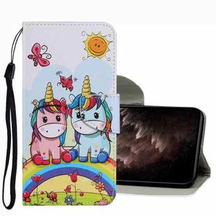 For Samsung Galaxy S22 Ultra 5G Coloured Drawing Pattern Leather Phone Case(Couple Unicorn)
