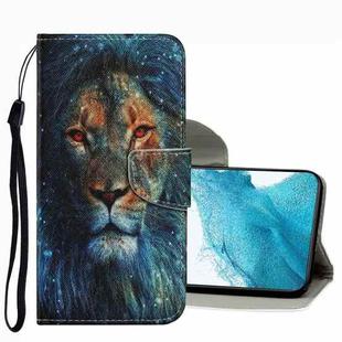 For Samsung Galaxy S22 5G Coloured Drawing Pattern Leather Phone Case(Lion)