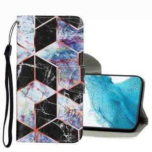 For Samsung Galaxy S22+ 5G Coloured Drawing Pattern Leather Phone Case(Black Marble)