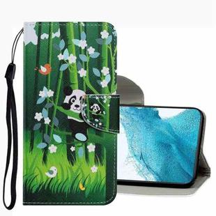 For Samsung Galaxy S22+ 5G Coloured Drawing Pattern Leather Phone Case(Panda)