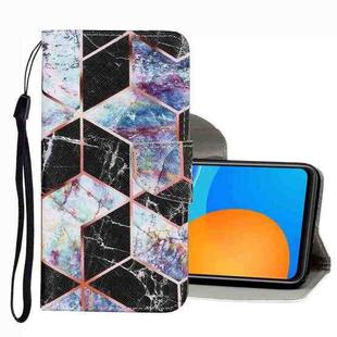 For Huawei P Smart 2021 Coloured Drawing Pattern Leather Phone Case(Black Marble)