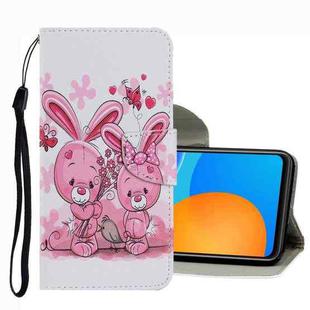 For Huawei P Smart 2021 Coloured Drawing Pattern Leather Phone Case(Cute Rabbit)