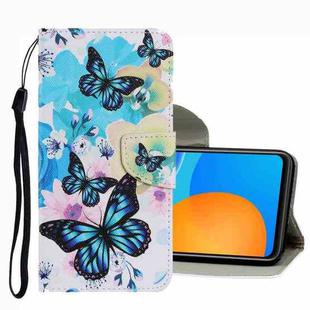 For Huawei P Smart 2021 Coloured Drawing Pattern Leather Phone Case(Purple Butterfly)