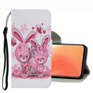 For Xiaomi Mi 10T / 10T Pro Coloured Drawing Pattern Leather Phone Case(Cute Rabbit)