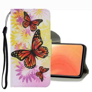 For Xiaomi Mi 10T / 10T Pro Coloured Drawing Pattern Leather Phone Case(Chrysanthemum Butterfly)
