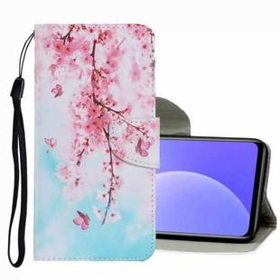 For Xiaomi Mi 10T Lite Coloured Drawing Pattern Leather Phone Case(Cherry Blossoms)