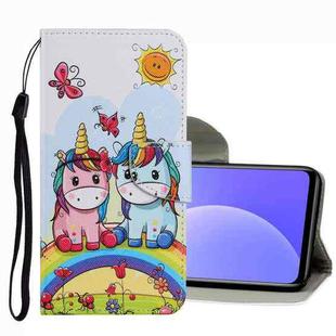 For Xiaomi Mi 10T Lite Coloured Drawing Pattern Leather Phone Case(Couple Unicorn)