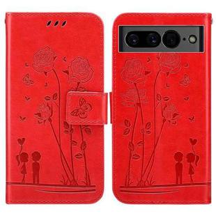 For Google Pixel 7 5G Embossing Rose Couple Leather Phone Case(Red)