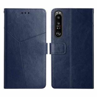 For Sony Xperia 1 Y Stitching Horizontal Flip Leather Phone Case(Blue)