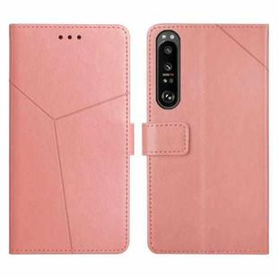 For Sony Xperia 1 Y Stitching Horizontal Flip Leather Phone Case(Rose Gold)