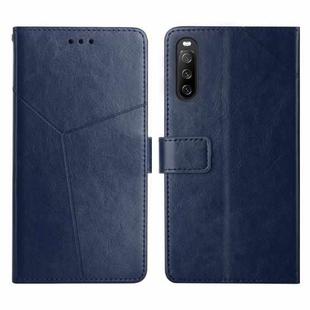 For Sony Xperia 10 Y Stitching Horizontal Flip Leather Phone Case(Blue)