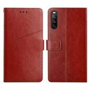 For Sony Xperia 10 Y Stitching Horizontal Flip Leather Phone Case(Brown)