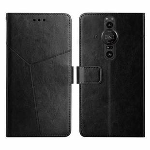For Sony Xperia Pro-I Y Stitching Horizontal Flip Leather Phone Case(Black)