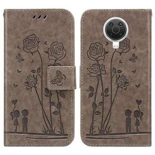 For Nokia G20 / G10 / 6.3 Embossing Rose Couple Leather Phone Case(Grey)