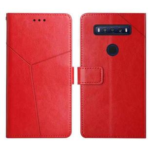 For TCL 10 SE Y Stitching Horizontal Flip Leather Phone Case(Red)