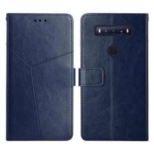 For TCL 10 SE Y Stitching Horizontal Flip Leather Phone Case(Blue)