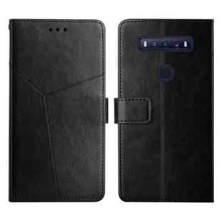 For TCL 10 SE Y Stitching Horizontal Flip Leather Phone Case(Black)
