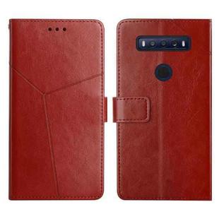 For TCL 10 SE Y Stitching Horizontal Flip Leather Phone Case(Brown)