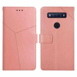 For TCL 10 SE Y Stitching Horizontal Flip Leather Phone Case(Rose Gold)