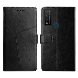 For TCL 20 R 5G Y Stitching Horizontal Flip Leather Phone Case(Black)