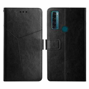 For TCL 20 SE Y Stitching Horizontal Flip Leather Phone Case(Black)