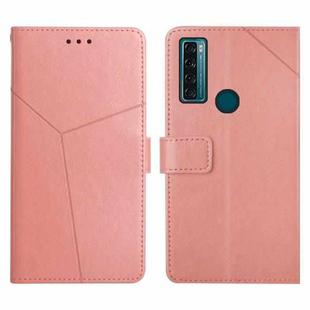 For TCL 20 SE Y Stitching Horizontal Flip Leather Phone Case(Rose Gold)