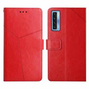 For TCL 20S Y Stitching Horizontal Flip Leather Phone Case(Red)