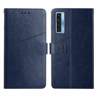 For TCL 20S Y Stitching Horizontal Flip Leather Phone Case(Blue)