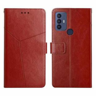 For TCL 30 SE Y Stitching Horizontal Flip Leather Phone Case(Brown)