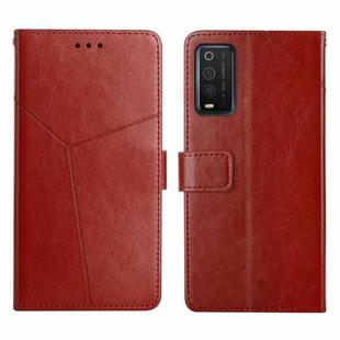 For TCL 205 Y Stitching Horizontal Flip Leather Phone Case(Brown)