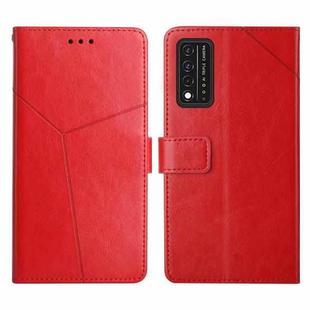 For T-Mobile Revvl V+ 5G Y Stitching Horizontal Flip Leather Phone Case(Red)