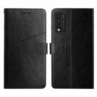 For T-Mobile Revvl V+ 5G Y Stitching Horizontal Flip Leather Phone Case(Black)