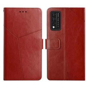 For T-Mobile Revvl V+ 5G Y Stitching Horizontal Flip Leather Phone Case(Brown)