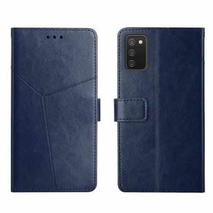 For Samsung Galaxy A03S Y Stitching Horizontal Flip Leather Phone Case(Blue)