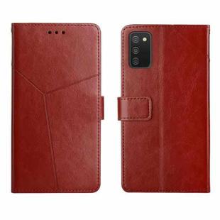 For Samsung Galaxy A03S Y Stitching Horizontal Flip Leather Phone Case(Brown)