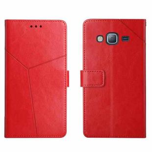 For Samsung Galaxy J2 Prime Y Stitching Horizontal Flip Leather Phone Case(Red)