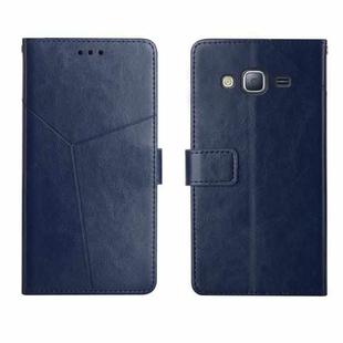 For Samsung Galaxy J2 Prime Y Stitching Horizontal Flip Leather Phone Case(Blue)
