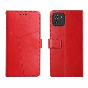 For Samsung Galaxy A03 166mm EU Version Y Stitching Horizontal Flip Leather Phone Case(Red)