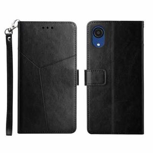 For Samsung Galaxy A03 Core Y Stitching Horizontal Flip Leather Phone Case(Black)
