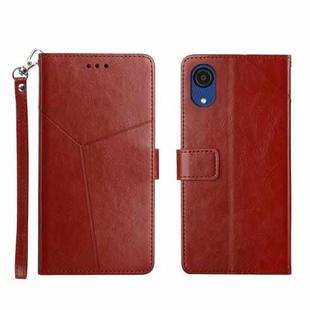 For Samsung Galaxy A03 Core Y Stitching Horizontal Flip Leather Phone Case(Brown)