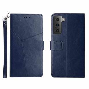 For Samsung Galaxy S22+ Y Stitching Horizontal Flip Leather Phone Case(Blue)