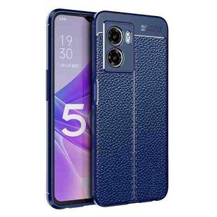 For OPPO A57 2022 Litchi Texture TPU Shockproof Case(Blue)