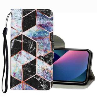 For iPhone 13 mini Coloured Drawing Pattern Leather Phone Case (Black Marble)