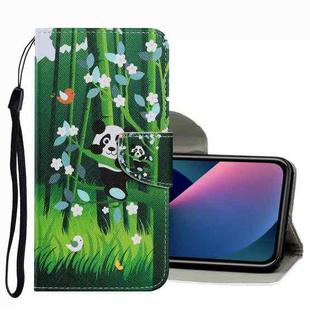 For iPhone 13 mini Coloured Drawing Pattern Leather Phone Case (Panda)