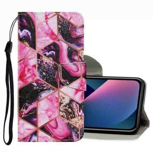 For iPhone 13 mini Coloured Drawing Pattern Leather Phone Case (Purple Marble)