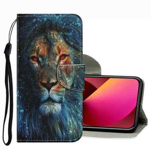 For iPhone 13 Coloured Drawing Pattern Leather Phone Case(Lion)