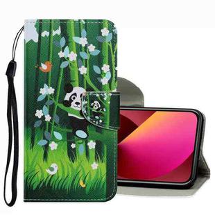 For iPhone 13 Coloured Drawing Pattern Leather Phone Case(Panda)