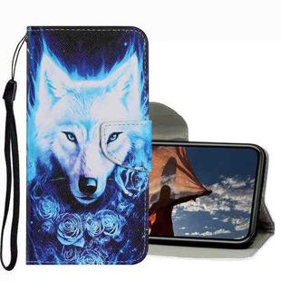 For iPhone 13 Pro Coloured Drawing Pattern Leather Phone Case (Rose Wolf)